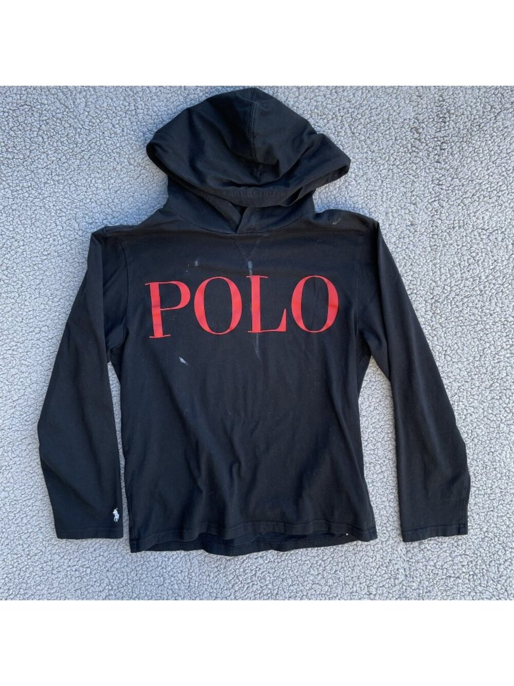 Polo Ralph Lauren Size Large 14-16 Black Lightweight Hoodie Sweatshirt POLO